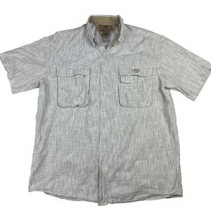 Mossy Oak Shirt Mens Large White Short Sleeve Button Down Cotton Outdoor Light